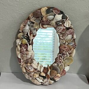 Handmade Coastal Seashell Oval Mirror  8 x 5 Shells Florida & Panama